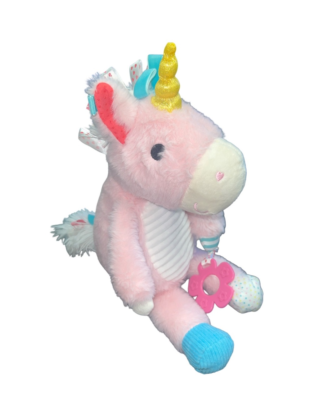 Make Believe Ideas Unicorn Fairy Plush 15" Pink Crinkle Taggies Rattle Teether